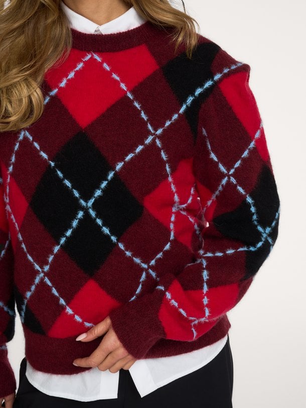 Arly argyle pullover Arly,wolmix geruite trui