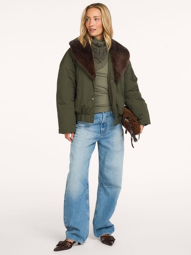 Jamie, geweven jack met fake fur