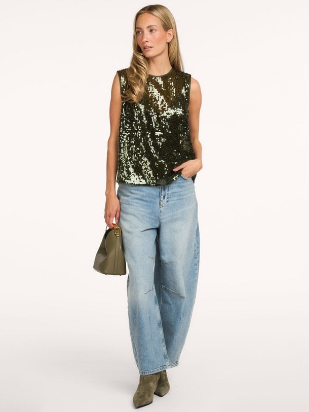 ODESSASW SLEEVELESS SEQUIN TOP Odessa, geweven pailletten top