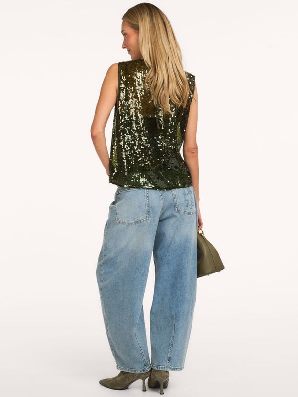 ODESSASW SLEEVELESS SEQUIN TOP Odessa, geweven pailletten top