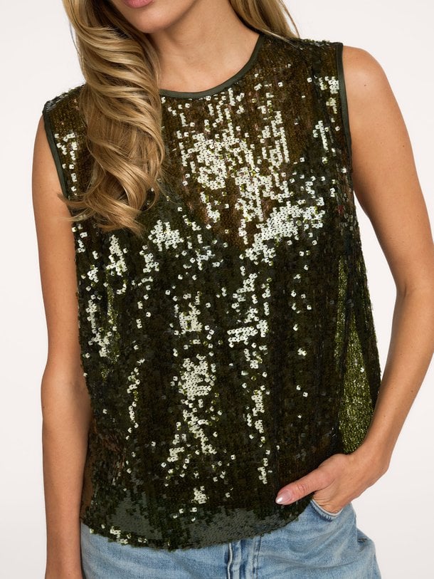 ODESSASW SLEEVELESS SEQUIN TOP Odessa, geweven pailletten top