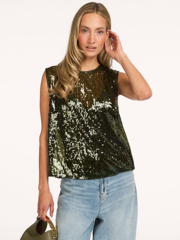 ODESSASW SLEEVELESS SEQUIN TOP Odessa, geweven pailletten top
