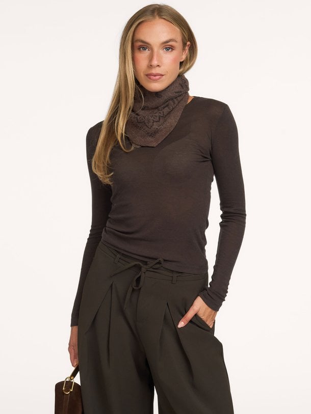 Nella Fine Rib Blouse Nella, wolmix longsleeve