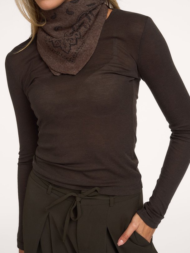 Nella Fine Rib Blouse Nella, wolmix longsleeve