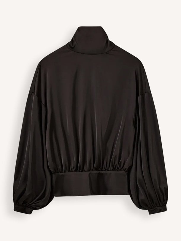 AMBERSW BALLOON SLEEVE SATIN BLOUSE Amber, geweven satijnen top