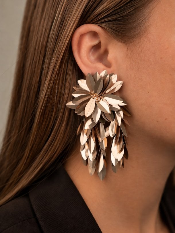 Sequin Flower Fall Premium, vergulde oorstekers