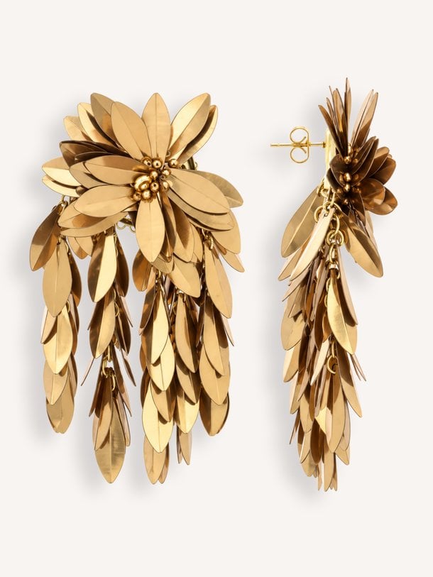 Sequin Flower Fall Premium, vergulde oorstekers
