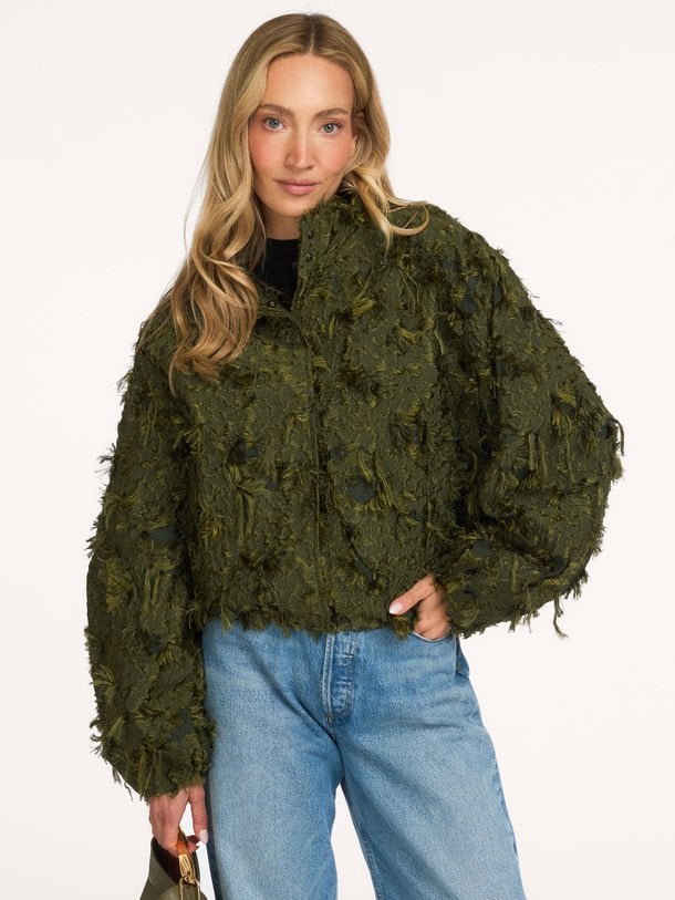 CMJANY-JACKET Jany, viscosemix jasje met franje