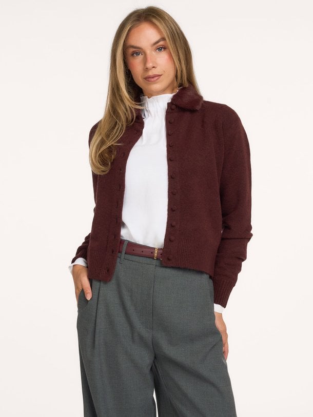 Wolmix vest met afneembare kraag