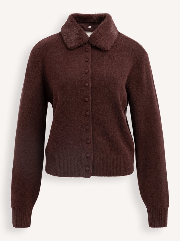 01-010185-610 Wolmix vest met afneembare kraag