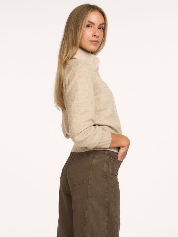 Wolmix vest met afneembare kraag