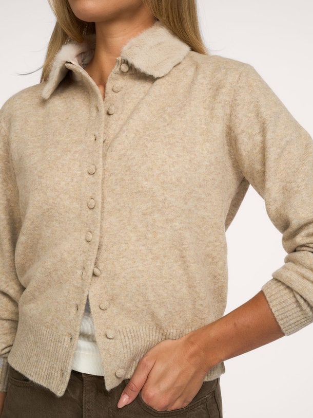 Wolmix vest met afneembare kraag
