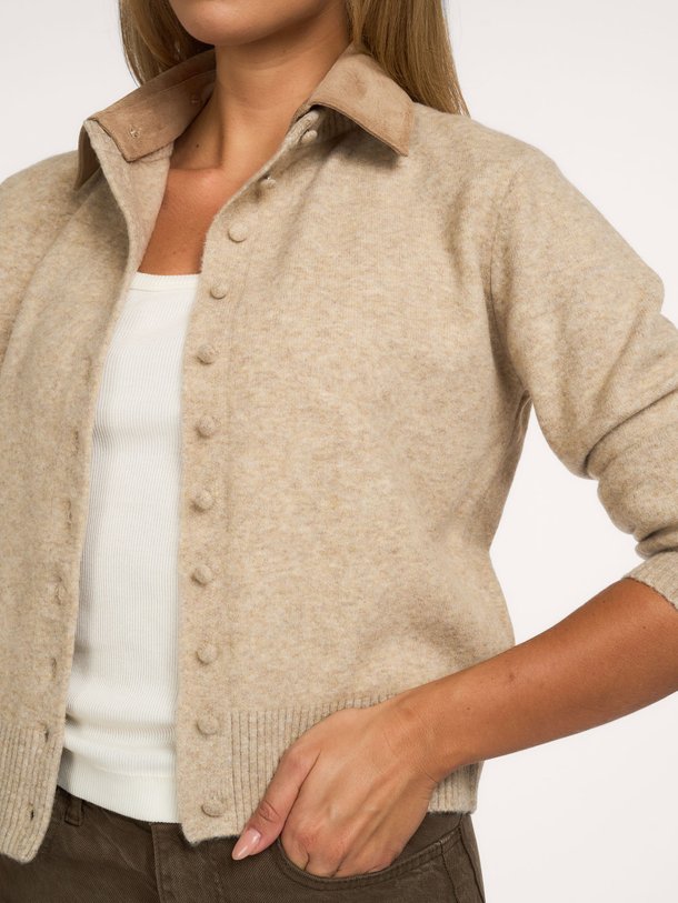 Wolmix vest met afneembare kraag