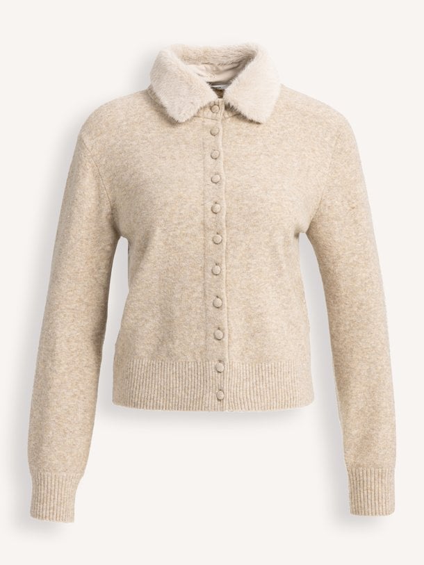 01-010185-610 Wolmix vest met afneembare kraag