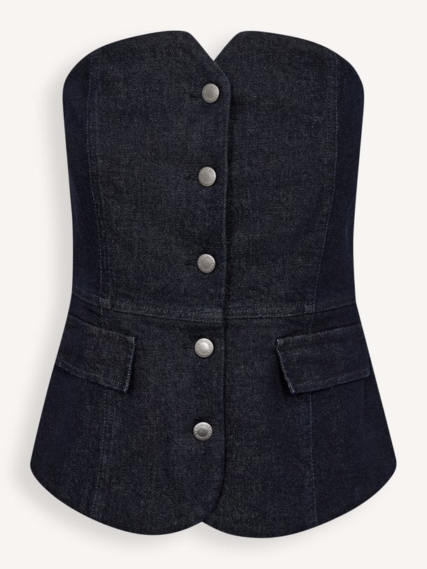 Annais, denim strapless gilet