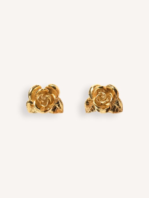 Rose stud earrings vergulde oorstekers