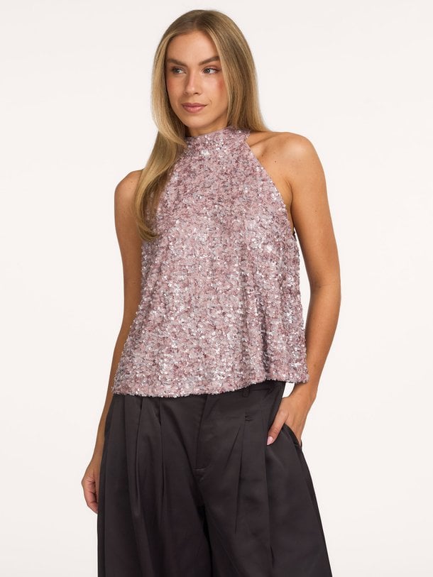 GZsolene top Solene, geweven pailletten haltertop