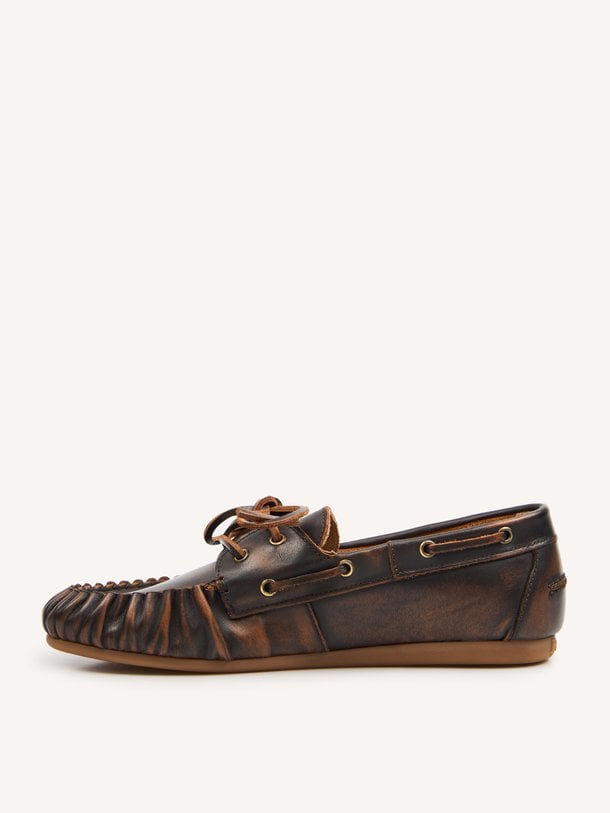 Boat Loafer Wrinkle - Brushed Leather Lederen loafers