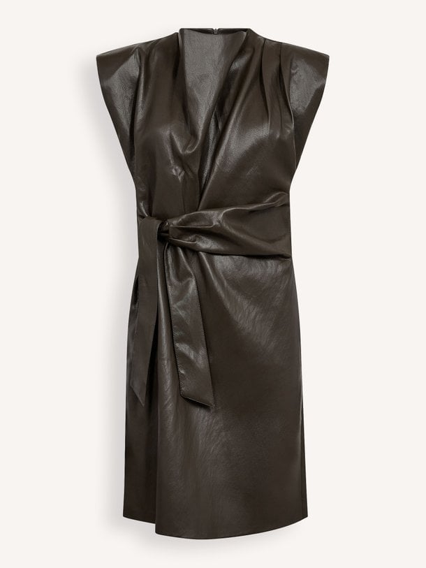 GittCC Pleat Dress Gitt, leatherlook jurk