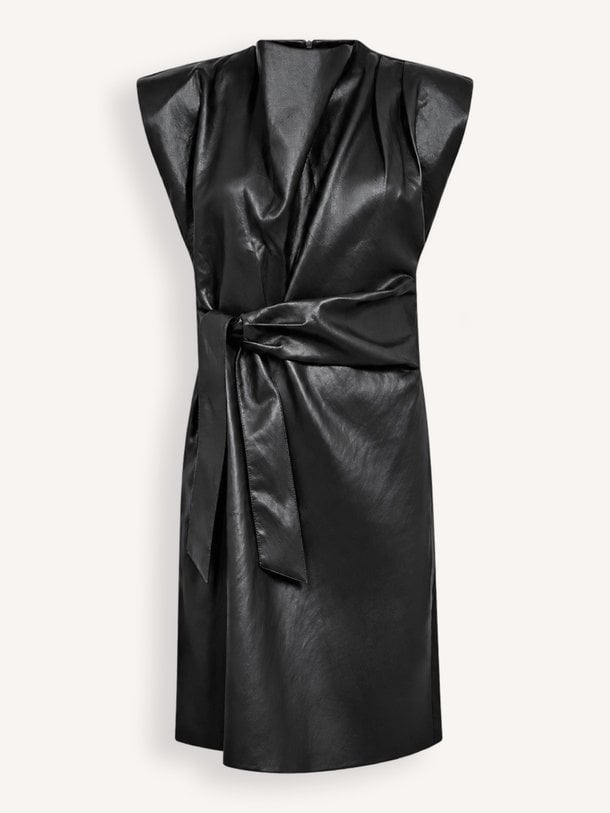 GittCC Pleat Dress Gitt, leatherlook jurk