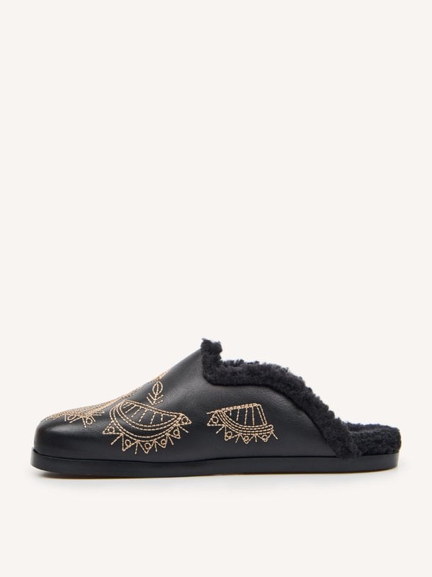 Mule Bohemian - Leather/Fur Lederen instappers