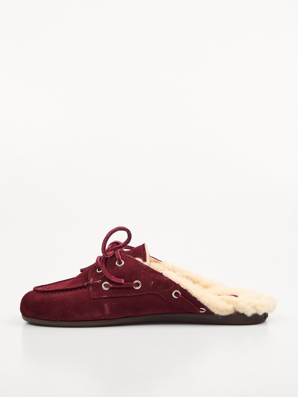 Boat Loafer Mule Fur - Suede Suede instappers