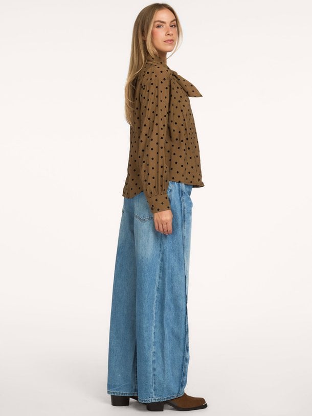 Top bow tie Dot flock print Modalmix top