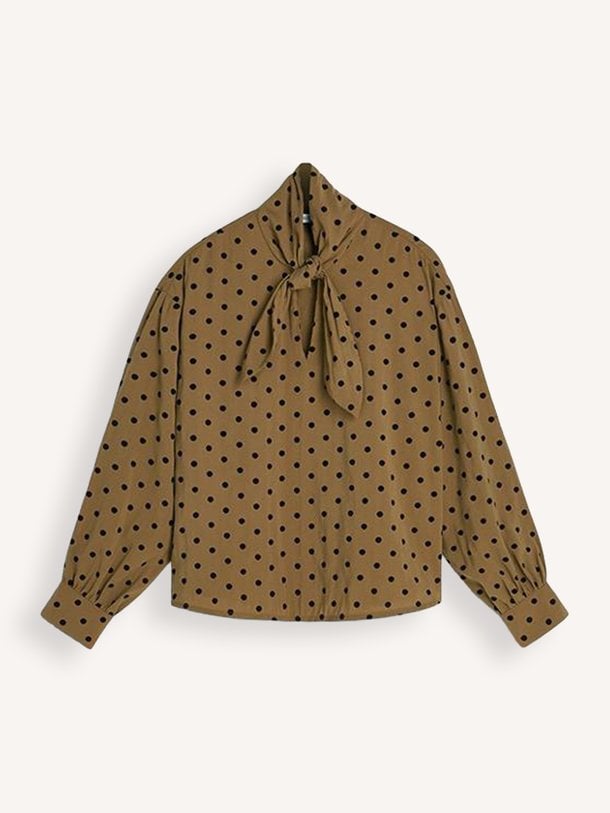 Top bow tie Dot flock print Modalmix top