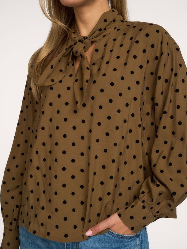 Top bow tie Dot flock print Modalmix top