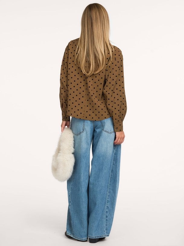 Top bow tie Dot flock print Modalmix top
