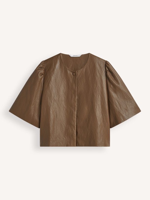 Puff sleeve top Soft faux leather Leatherlook jasje
