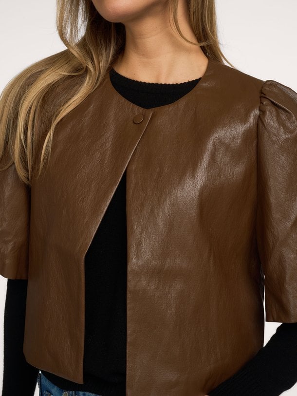 Puff sleeve top Soft faux leather Leatherlook jasje