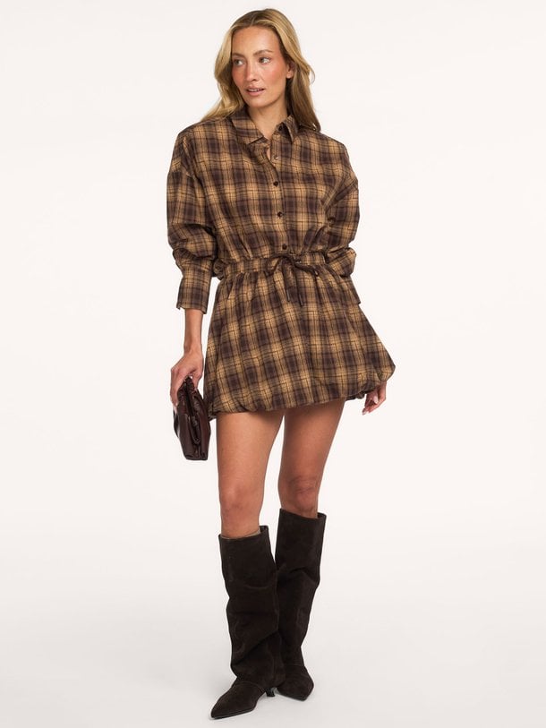 KIM-LS Kim, viscosemix geruite blouse
