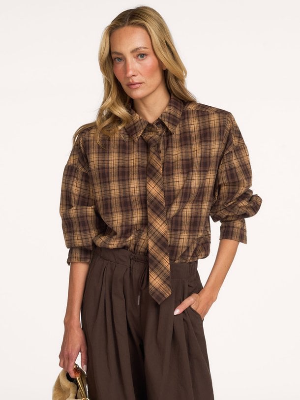 KIM-LS Kim, viscosemix geruite blouse