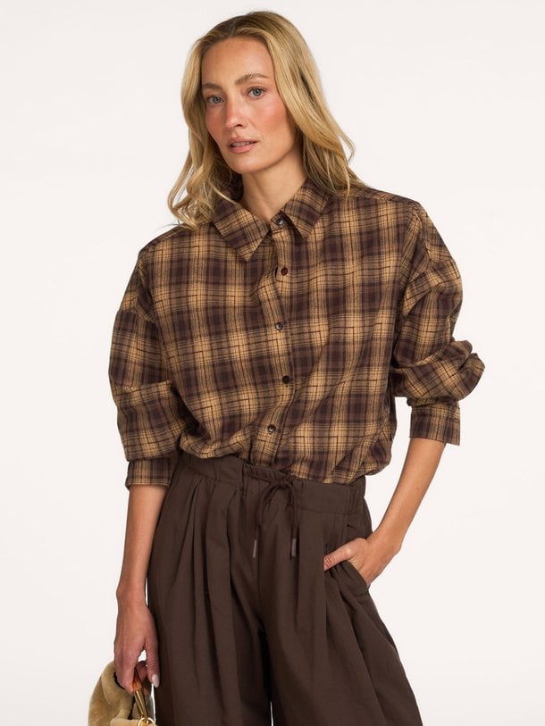 KIM-LS Kim, viscosemix geruite blouse