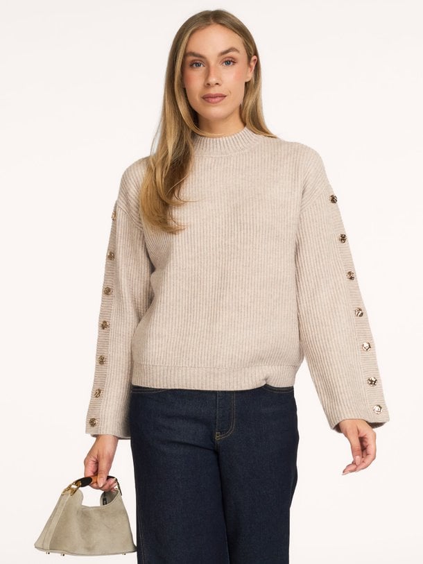 RowCC Button Sleeve Knit Row, gebreide trui