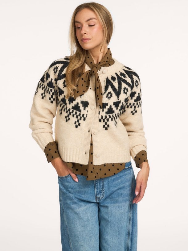 Cardigan Fair isle knit Ilse, wolmix vest