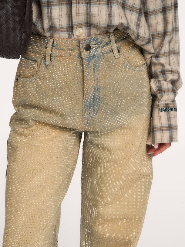 YVE-PA Yve, high waist wide fit jeans met strass