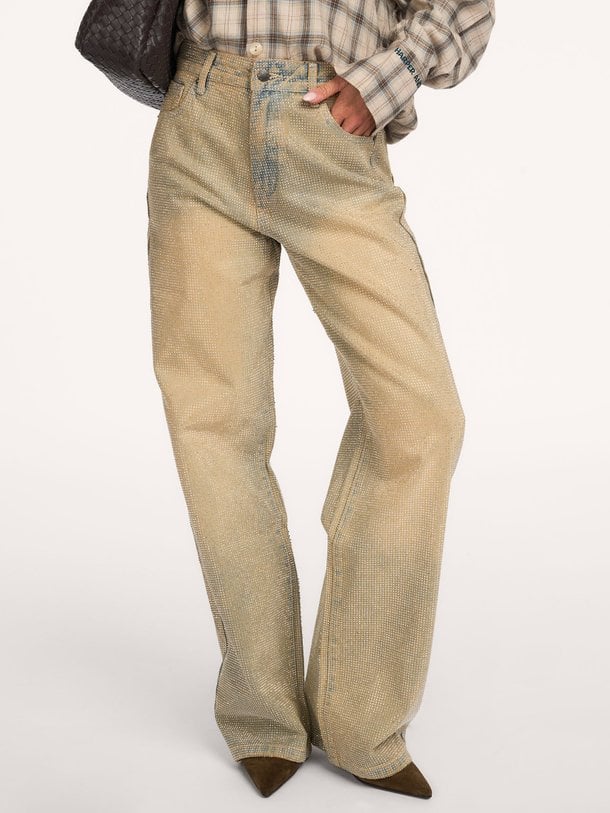 YVE-PA Yve, high waist wide fit jeans met strass