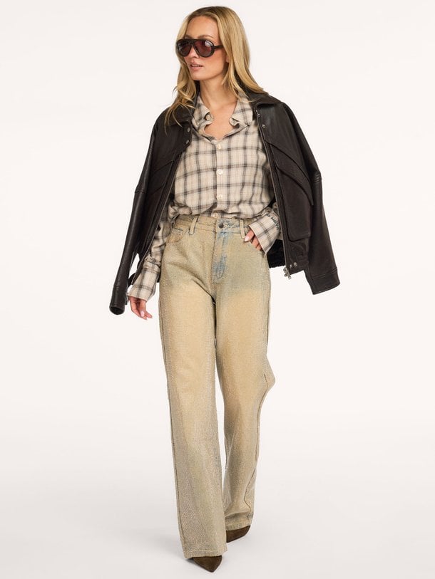 YVE-PA Yve, high waist wide fit jeans met strass