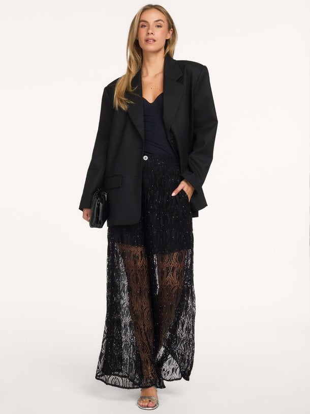 Erica, katoenmix wide leg kanten broek