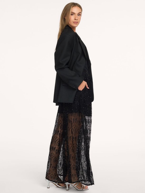 Erica, katoenmix wide leg kanten broek