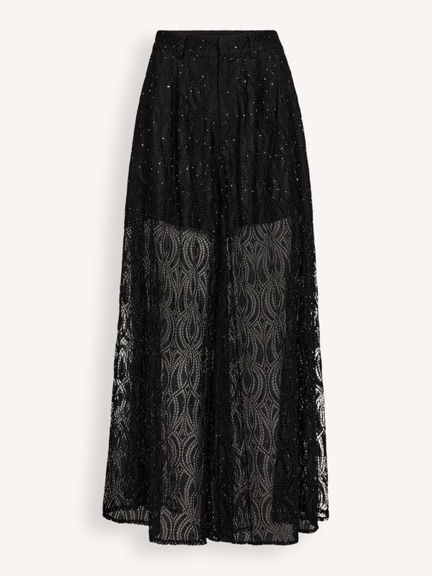Erica, katoenmix wide leg kanten broek