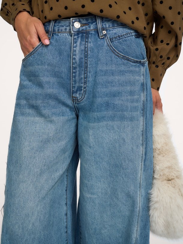 Barrel fit jeans Vintage cotton twill High waist barrel fit jeans