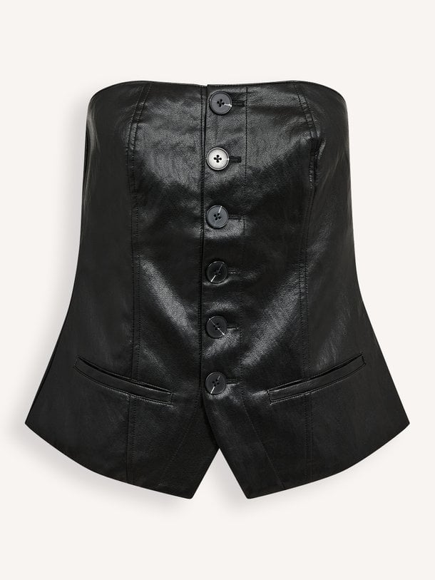 GittCC Asym Bustier Gitt, leatherlook strapless top