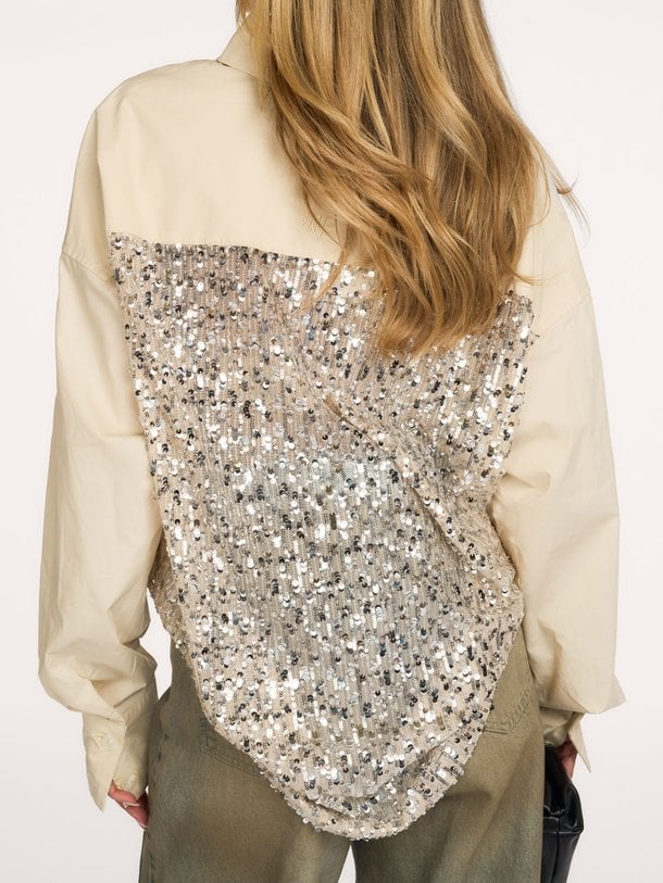 YELENA-LS Yelena, katoenen blouse met pailletten