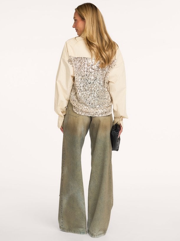 YELENA-LS Yelena, katoenen blouse met pailletten