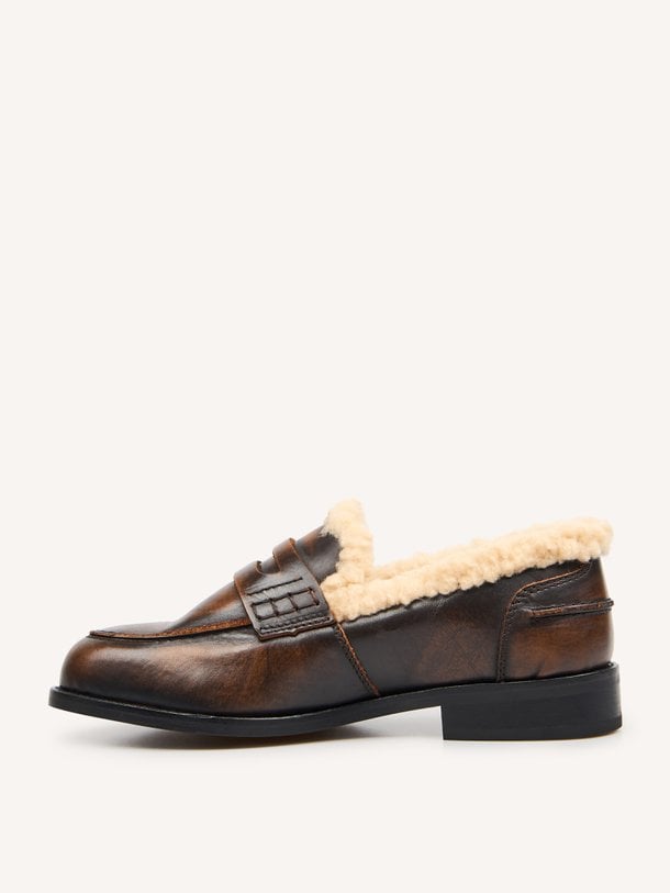 Penny Fur Loafer - Leather Penny, lederen loafers