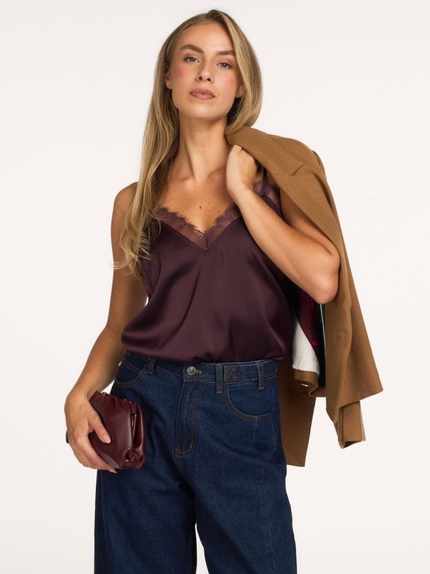 Ipso bold satin lace camisole Ipso, geweven satijnen top