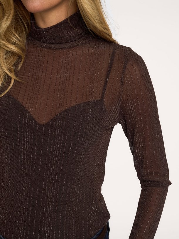 OrieLL High Neck Blouse LS Orie, geweven lurex top